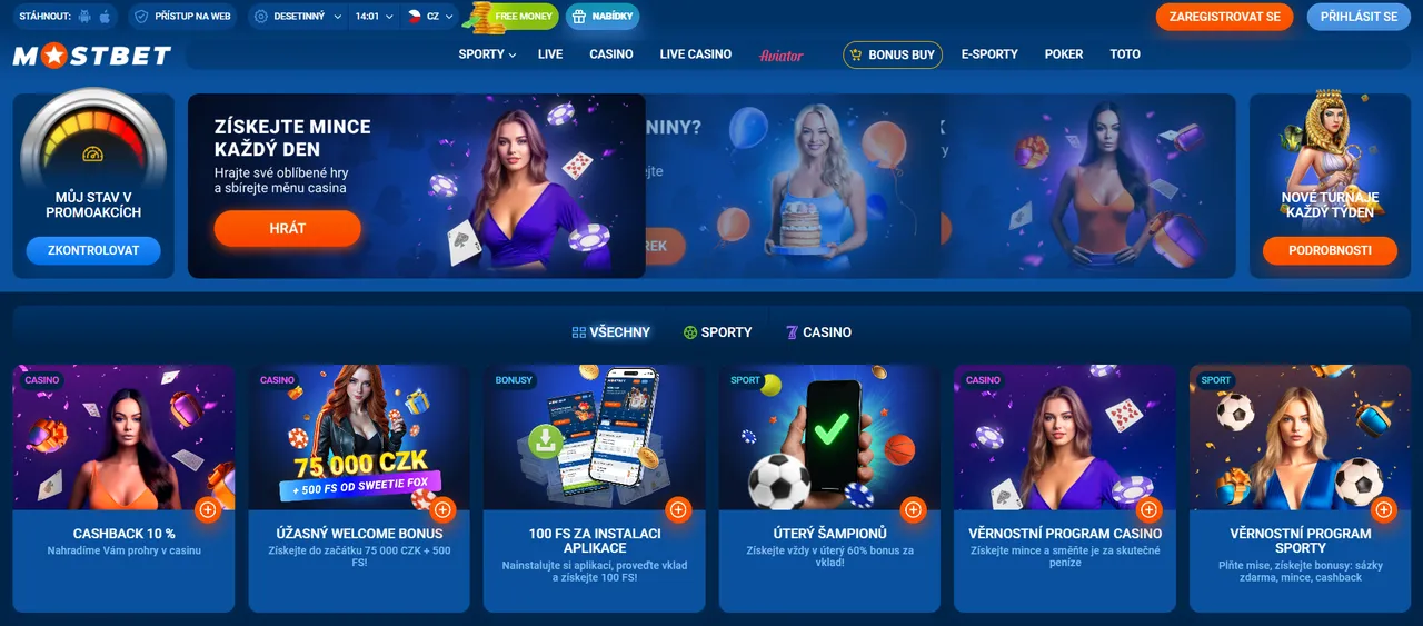 Bonusy a promoakce v Mostbet Casino
